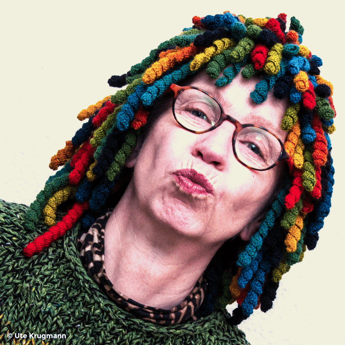 Ute Krugmann with wool wig