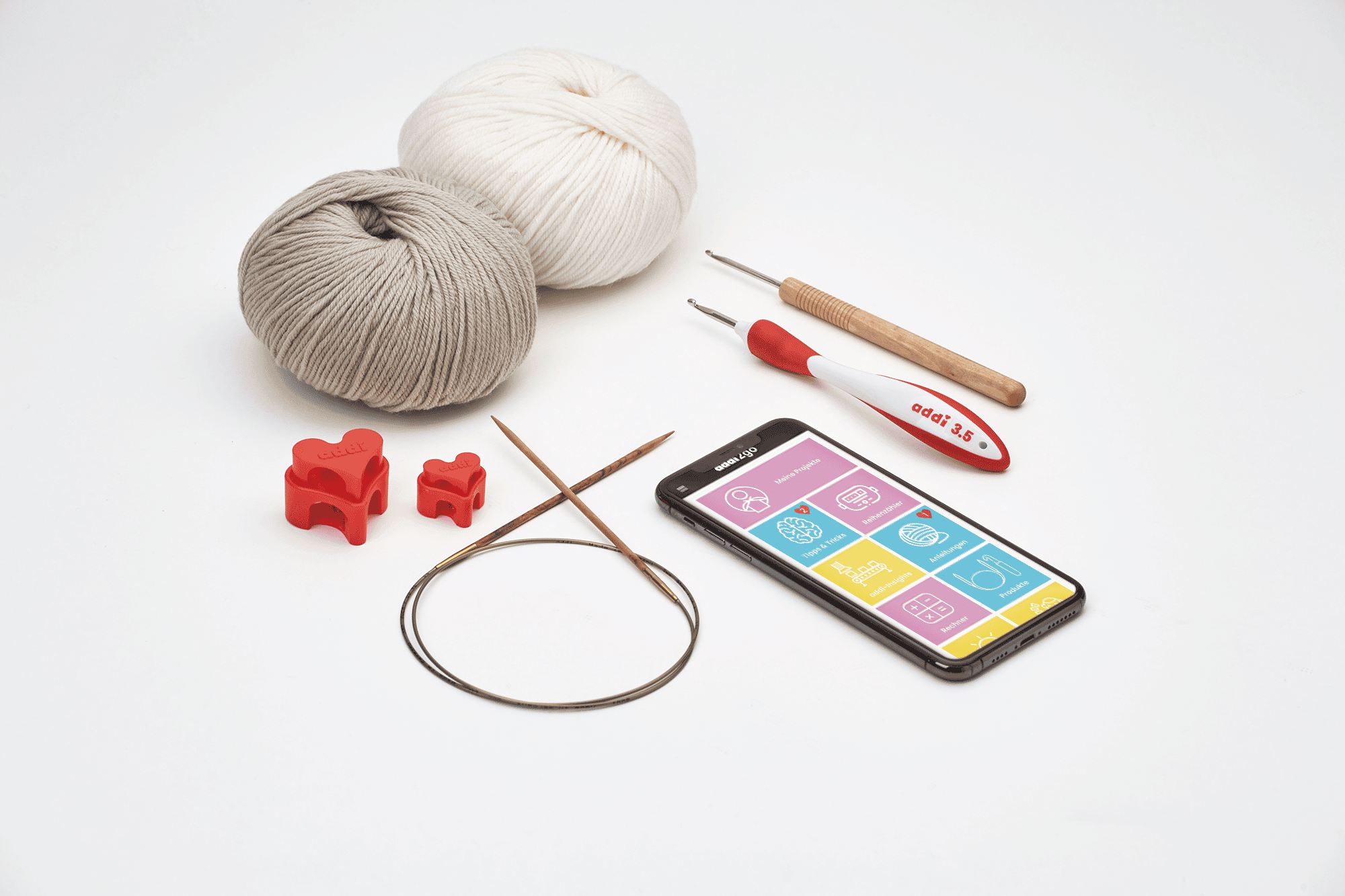 addi2go App digital knitting and crocheting assistant Handarbeitsassistent madeinGermany Stimmung rgb Yoga Socken stricken,sockenwunder anleitung