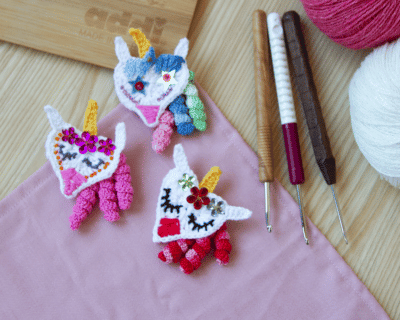 Unicorn Pin Cover Halloween Upcycling,Halloween Crochet,Upcycling,Crochet Glass,Halloween Deco DIY