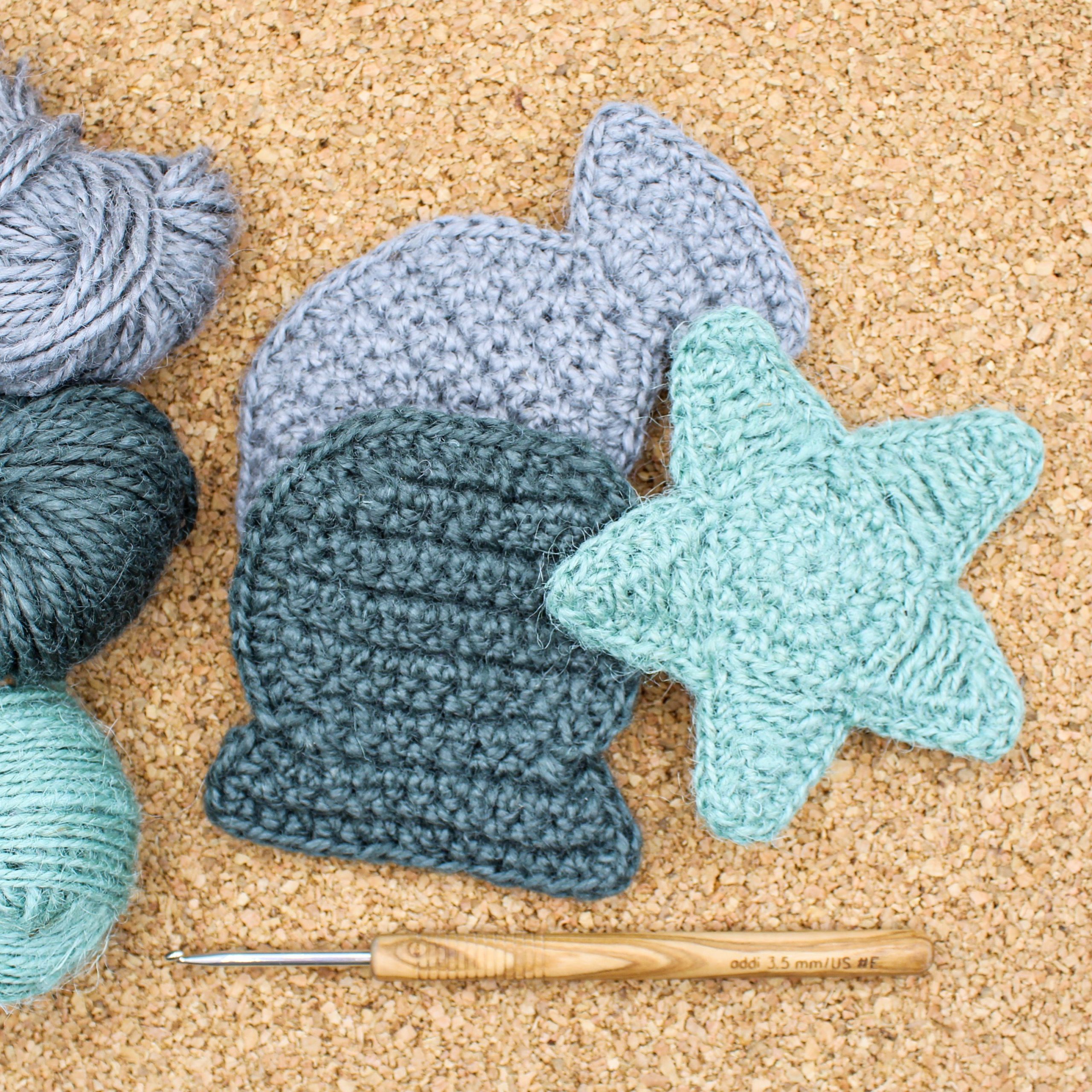 Crochet Sinker Sponge from Jute Yarn - Fish, Star, Shell