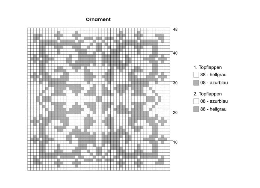 10 Anleitung Topflappen Muster Ornament Musterchart Topflappen mit Ornament- oder Jaquardmuster häkeln