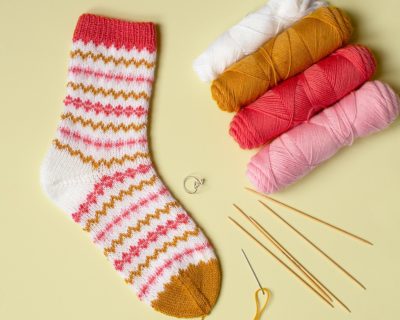 Jacquardmuster-Socke stricken Kostenlose Anleitung von addi