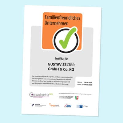 Zertifikat Familienfreundliches Unternehmen Gustav Selter GmbH & Co. KG