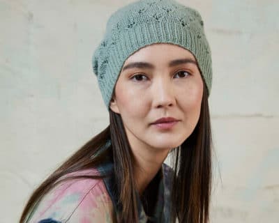 ANL Lang Mutze Pia 02 Beanie mit Lochmuster stricken