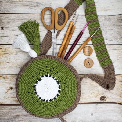 Crochet kiwi bag