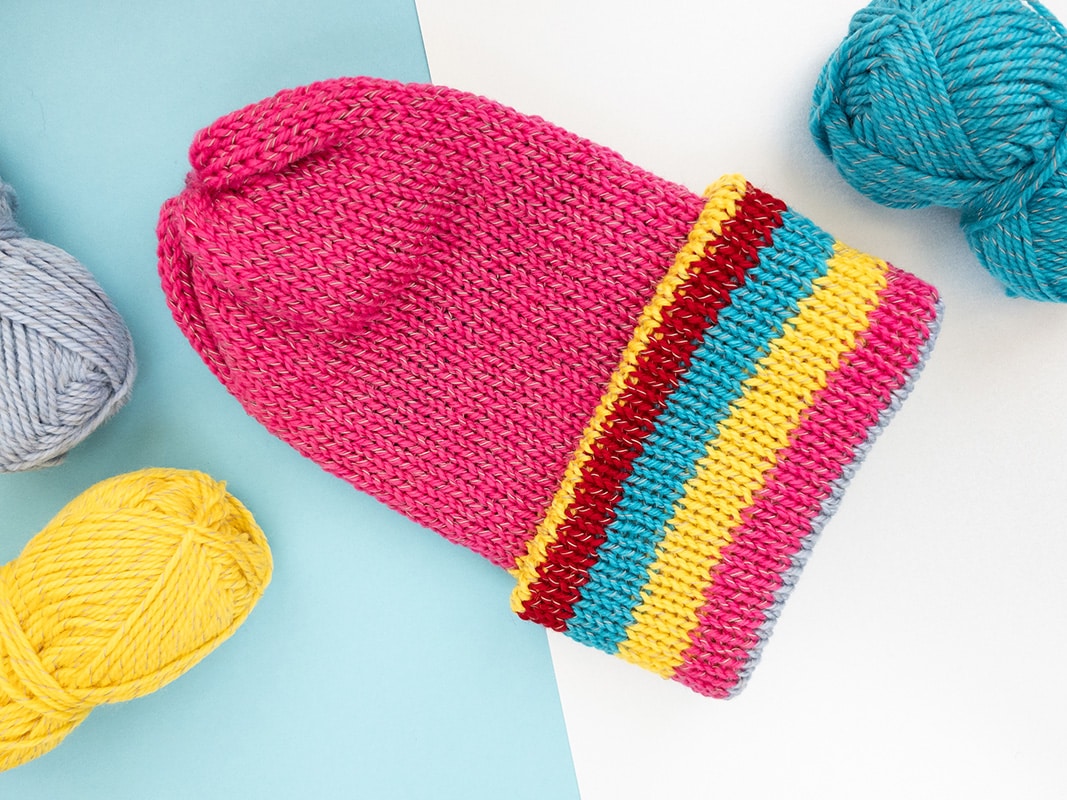 Anleitung Mutze Express Reflektorgarn umgedreht Reflektorgarn