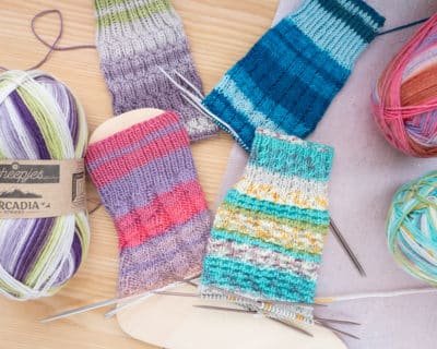 4 Sockenmuster bunte Garne Socken stricken Häkeln Fehler vermeiden