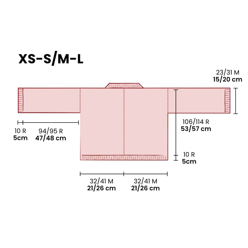 Strickjacke Konstruktion 002 Rucken S M Sockenmuster für bunte Garne