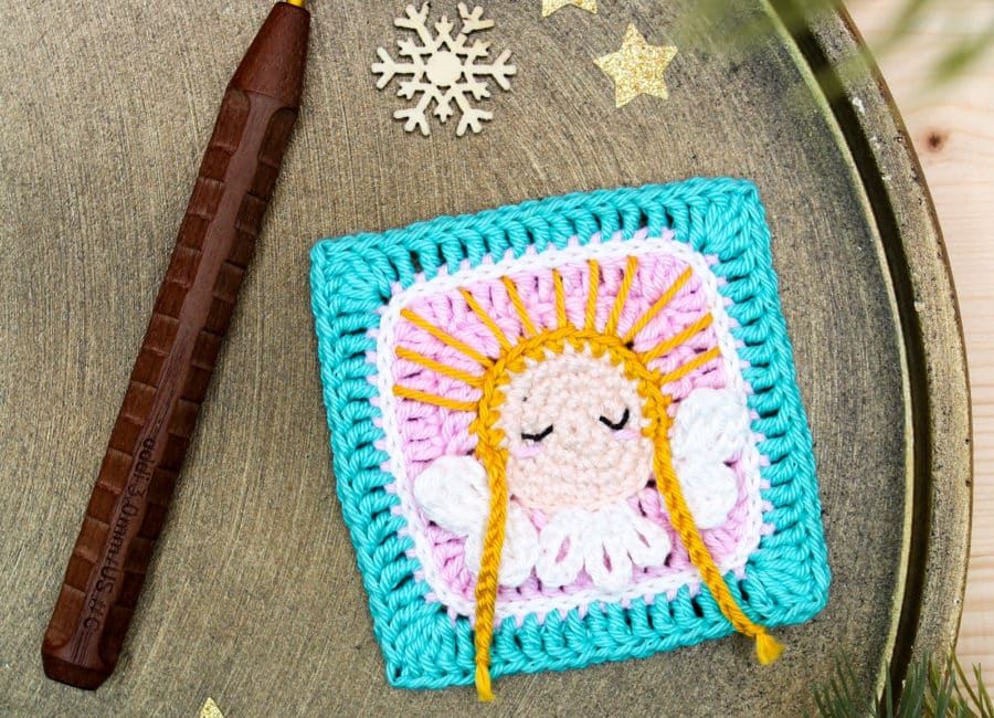 Granny Square Engelchen 1 Weihnachts-Granny Square