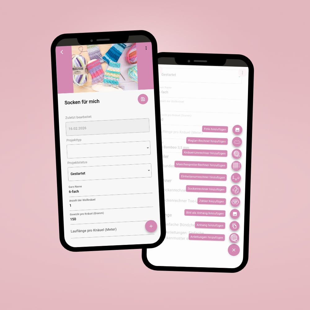 Mockup DE 3addi2go App2 projekte anlegen udn speichern addi2go app,addi app,sockenrechner kostenlos,app handarbeiten,maschenprobe umrechnen