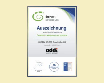 Oekoprofit Auszeichnung addi 2026 Maerkischer Kreis 2026 Gustav Selter GmbH addi Massnahmen nachhaltigkeit bei addi,Rezertifizierung Ökoprofit 2026