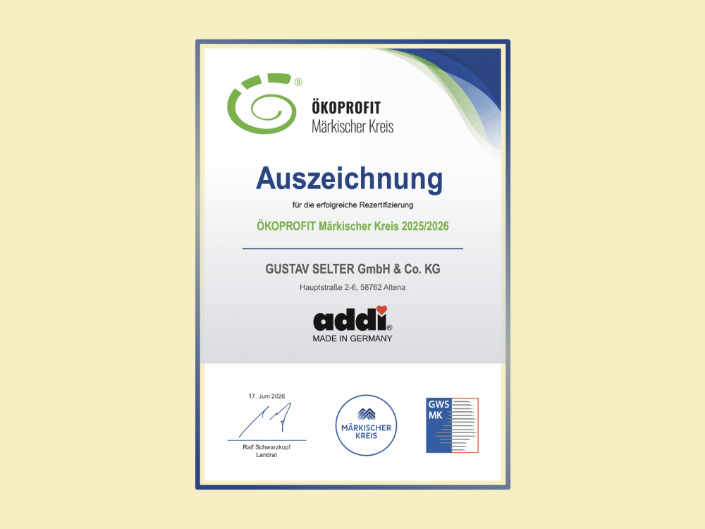 Oekoprofit Auszeichnung addi 2026 Maerkischer Kreis 2026 Gustav Selter GmbH addi Massnahmen nachhaltigkeit bei addi,Rezertifizierung Ökoprofit 2026
