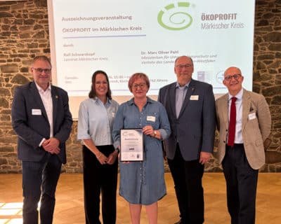 Verleihung Zertifikat Oekoprofit 2026 Burg Holzbrink Altena nachhaltigkeit bei addi,Rezertifizierung Ökoprofit 2026