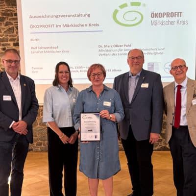 Verleihung Zertifikat Oekoprofit 2026 Burg Holzbrink Altena Ökoprofit